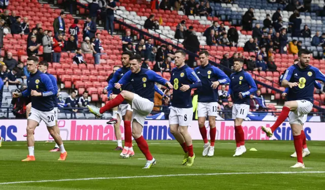 Scotland players warming up