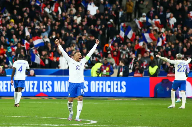 Kylian Mbappe celebrates a goal