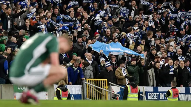 Finland fans celebrate at full-time