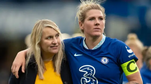 Chelsea manager Emma Hayes and captain Millie Bright