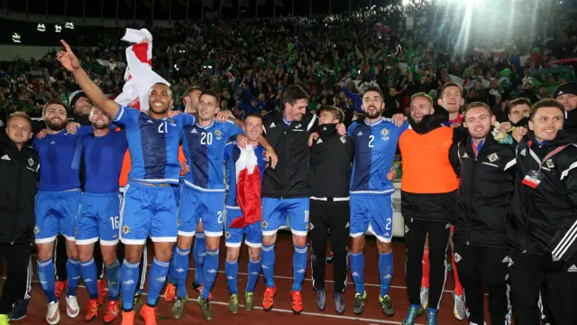 Northern Ireland celebrate in Finland