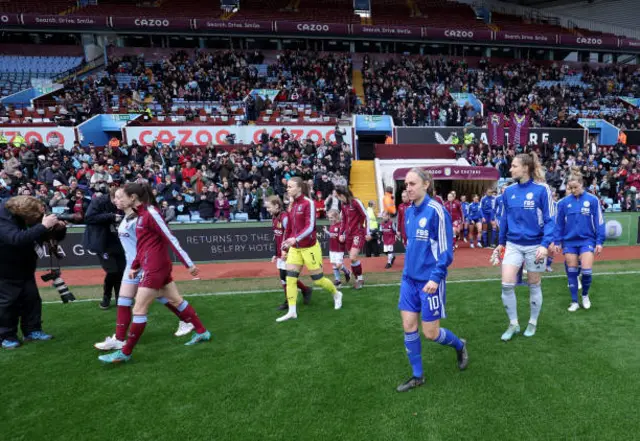 Teams come out at Villa Park