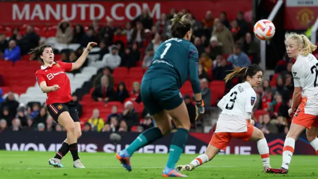Manchester United's Lucia Garcia scores against West Ham