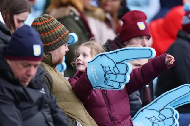 Aston Villa fans in attendance against Leicester in the WSL.