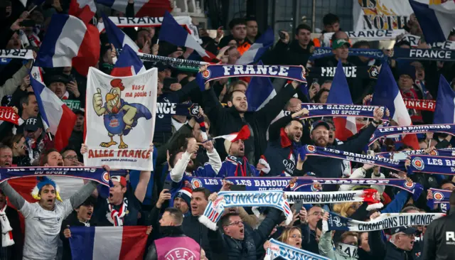 French fans in the Aviva Stadium