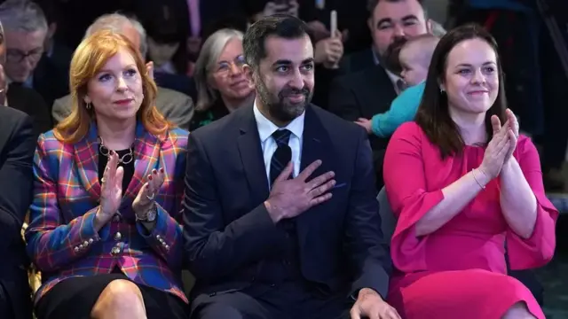 Mr Yousaf defeated Ash Regan (left) and Kate Forbes in the vote of SNP members