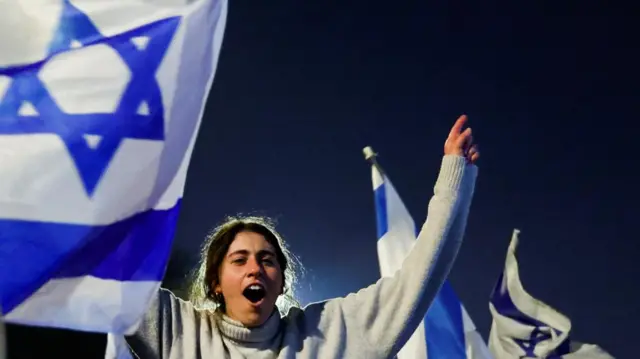 An Israeli protester in Jerusalem