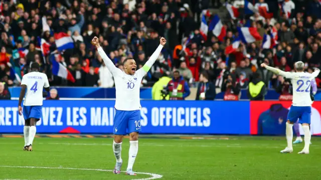 Kylian Mbappe celebrates