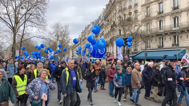 A demonstration against pension reforms in Paris