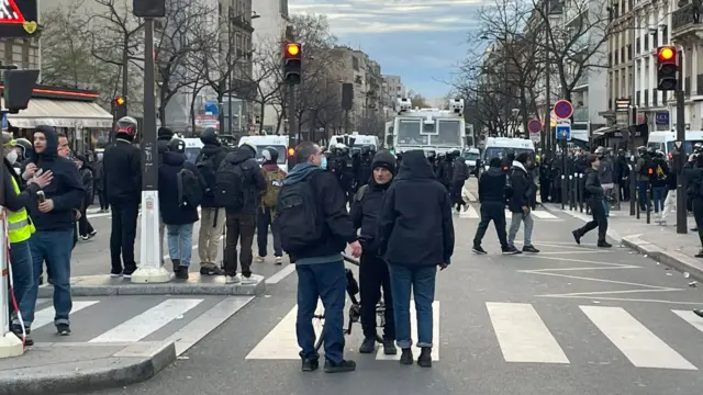 A water cannon approaching Place de la Nation in Paris