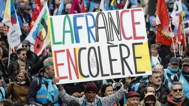 Paris protest - Angry France on a placard