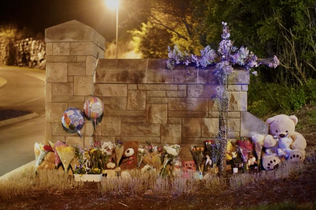 A makeshift memorial is growing outside the school