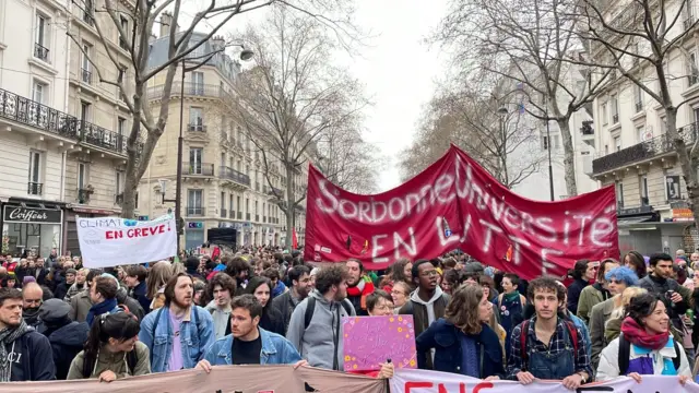 Demonstrators heading towards Place de la Nation in Paris