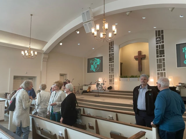 Congregants gather in a Nashville church