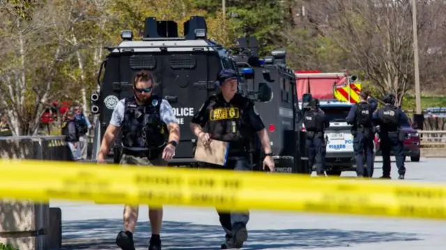 Police on the scene outside the Covenant School