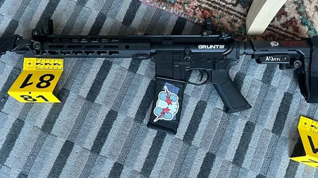 A photograph distributed by the Metropolitan Nashville Police Department shows a weapon that they say was used during the Covenant School shooting