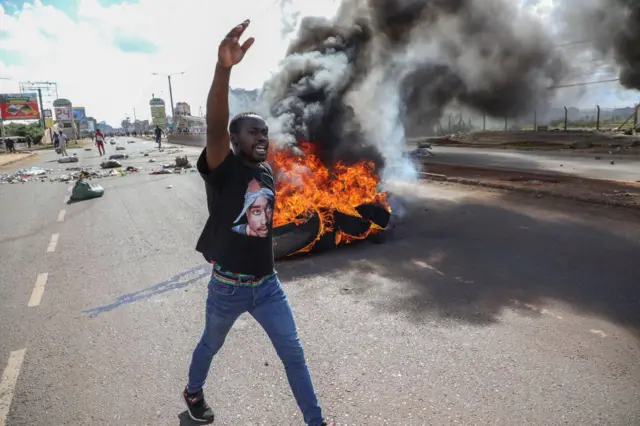 A protester in Nairobi