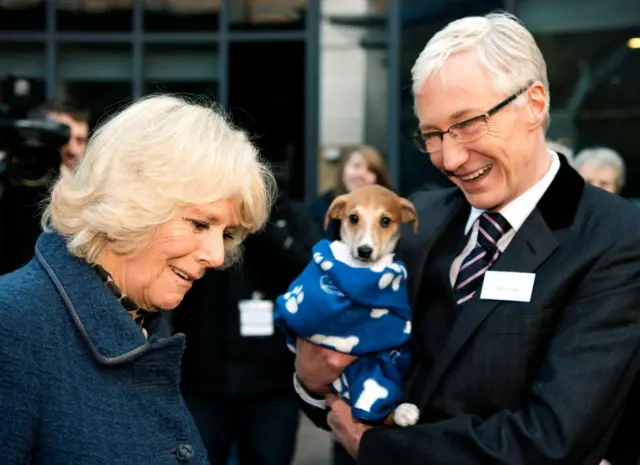 The then-Duchess of Cornwall pictured with Paul O'Grady in 2012