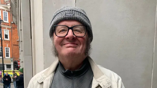 Geoff - a fan of Bruce outside Wogan House