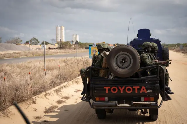 Rwandan soldiers patrolling Cabo Delgado in 2021