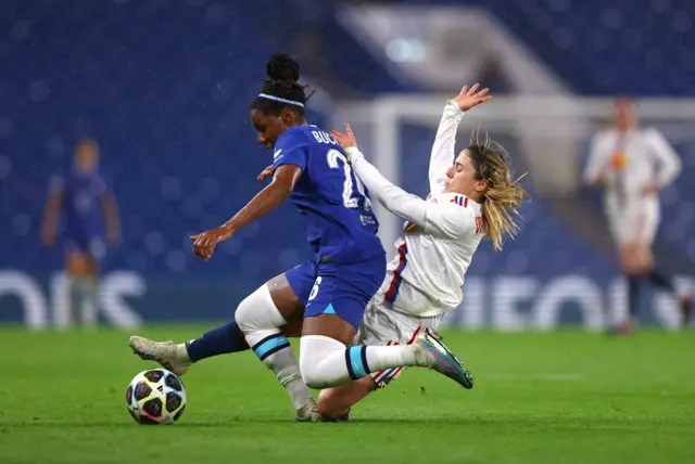 Danielle van de Donk in action with Chelsea's Kadeisha Buchanan