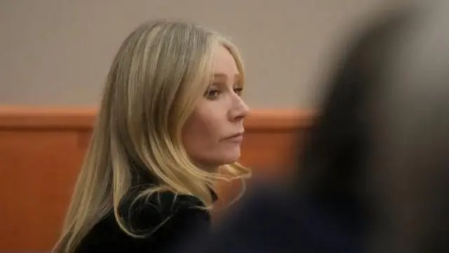 Gwyneth Paltrow sits in court during an objection by her attorney during her tria