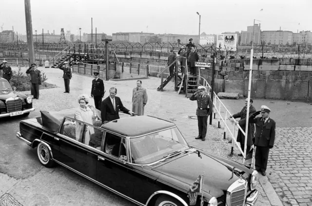 The Queen and Prince Philip by the Berlin Wall in May 1965