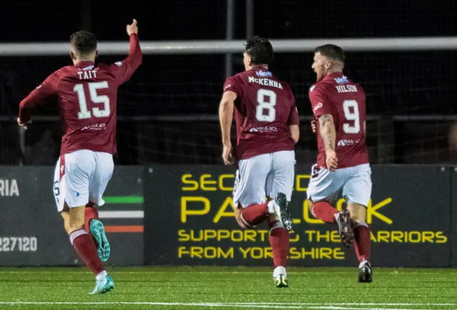 Dale Hilson celebrates scoring for Arbroath