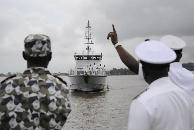 Ivorian soldiers in the Gulf of Guinea on June 23, 2014.