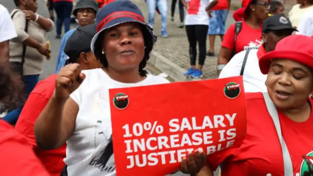 Protesting workers in Johannesburg, South Africa