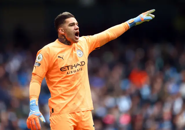 Manchester City goalkeeper Ederson against Newcastle