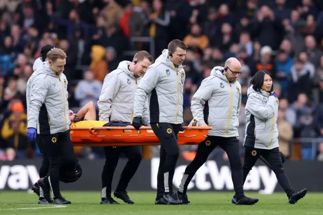 Wolves striker Diego Costa stretchered off against Tottenham