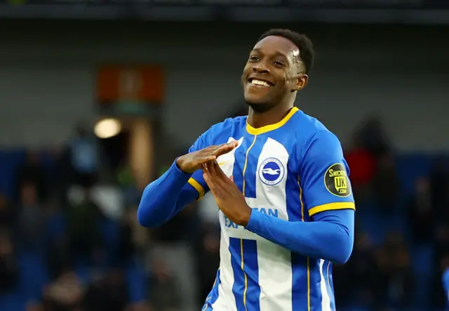 Danny Welbeck celebrates scoring against West Ham