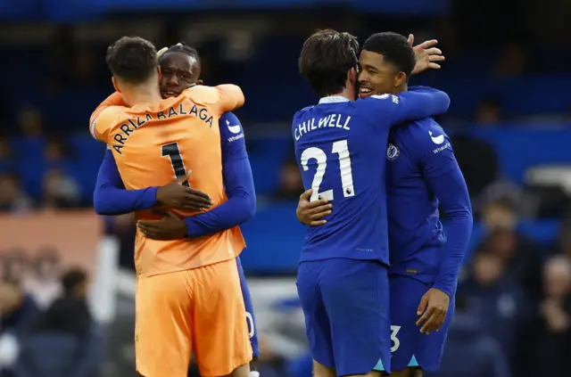 Chelsea celebrate beating Leeds