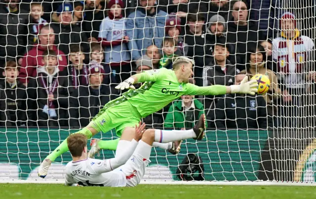 Crystal Palace defender Joachim Andersen scores an own goal against Aston Villa