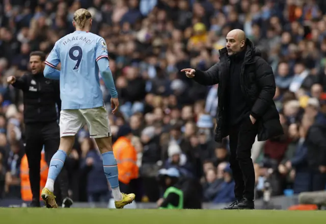 Manchester City boss Pep Guardiola at the Etihad Stadium