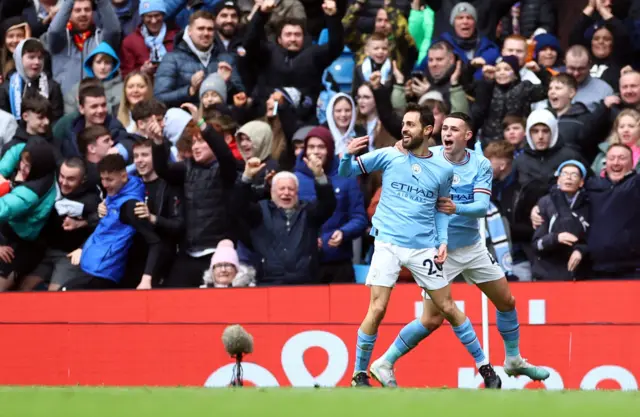 Bernardo Silva celebrates scoring against Newcastle