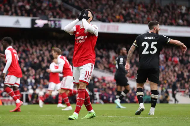 Arsenal forward Gabriel Martinelli against Bournemouth