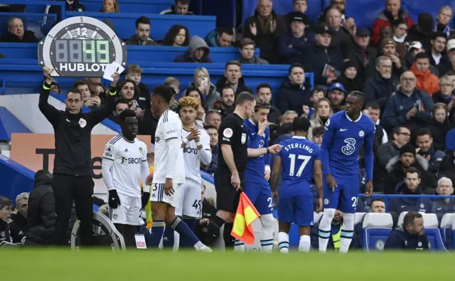 Chelsea's Raheem Sterling is replaced by Conor Gallagher