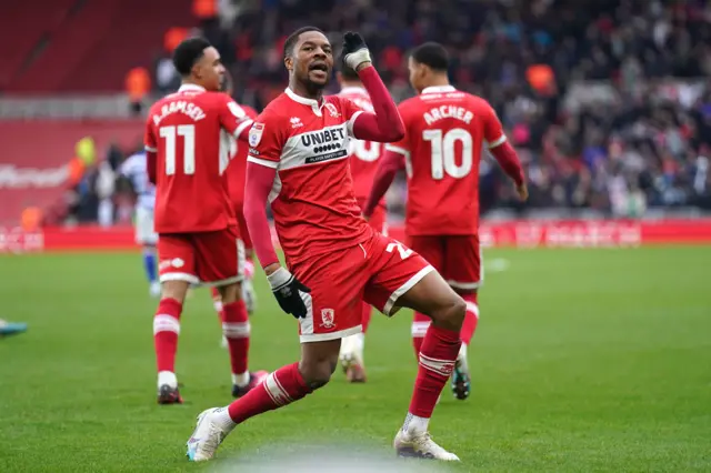 Chuba Akpom celebrates for Middlesbrough