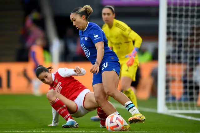 Chelsea's Lauren James attacks against Arsenal