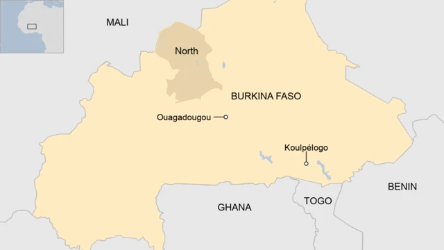 A map of Burkina Faso showing Koulpélogo province and the North region.