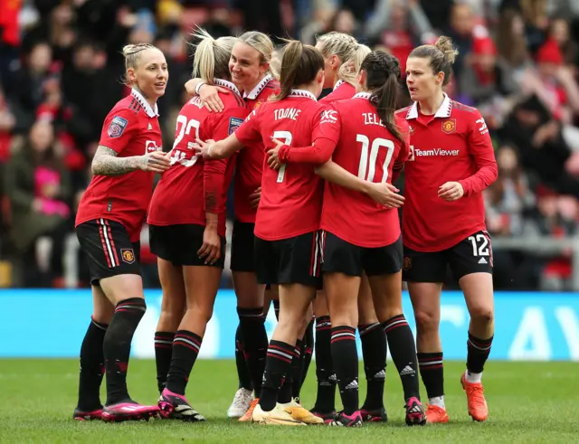 Man Utd celebrate against Leicester