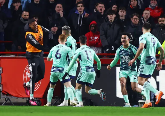 Fulham celebrate their goal