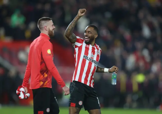 Ivan Toney celebrates.