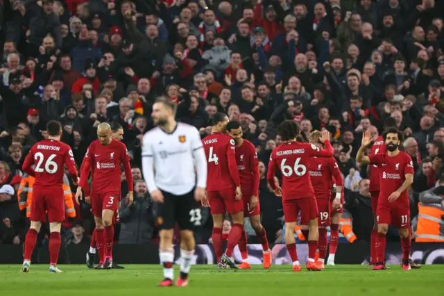 Liverpool players celebrate