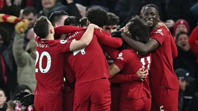 Liverpool celebrate a goal against Man Utd