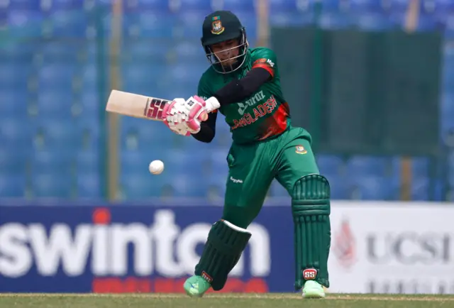 Bangladesh's Mushfiqur Rahim plays a shot