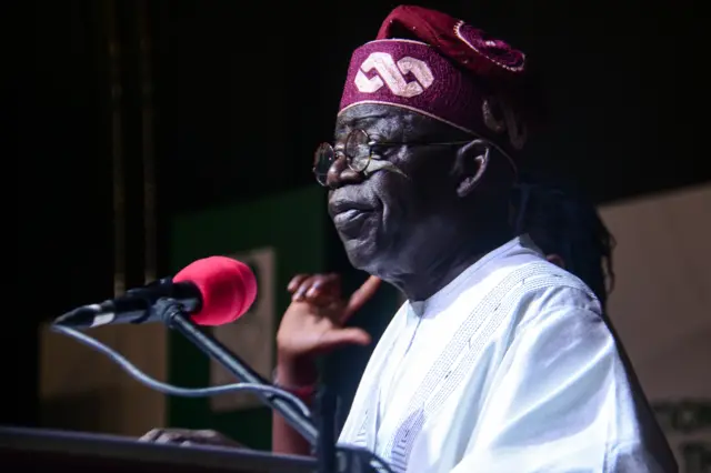 Nigeria's President-elect Bola Tinubu sits at the International Centre waiting to receive his certificate of return by the Independent National Electoral Commission (INEC) in Abuja on March 1, 2023.