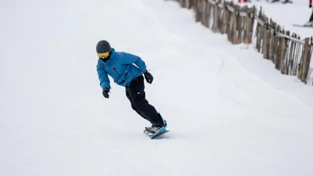 Here's a snowboarder at the Lecht Ski Centre at Strathdon in the Cairngorms